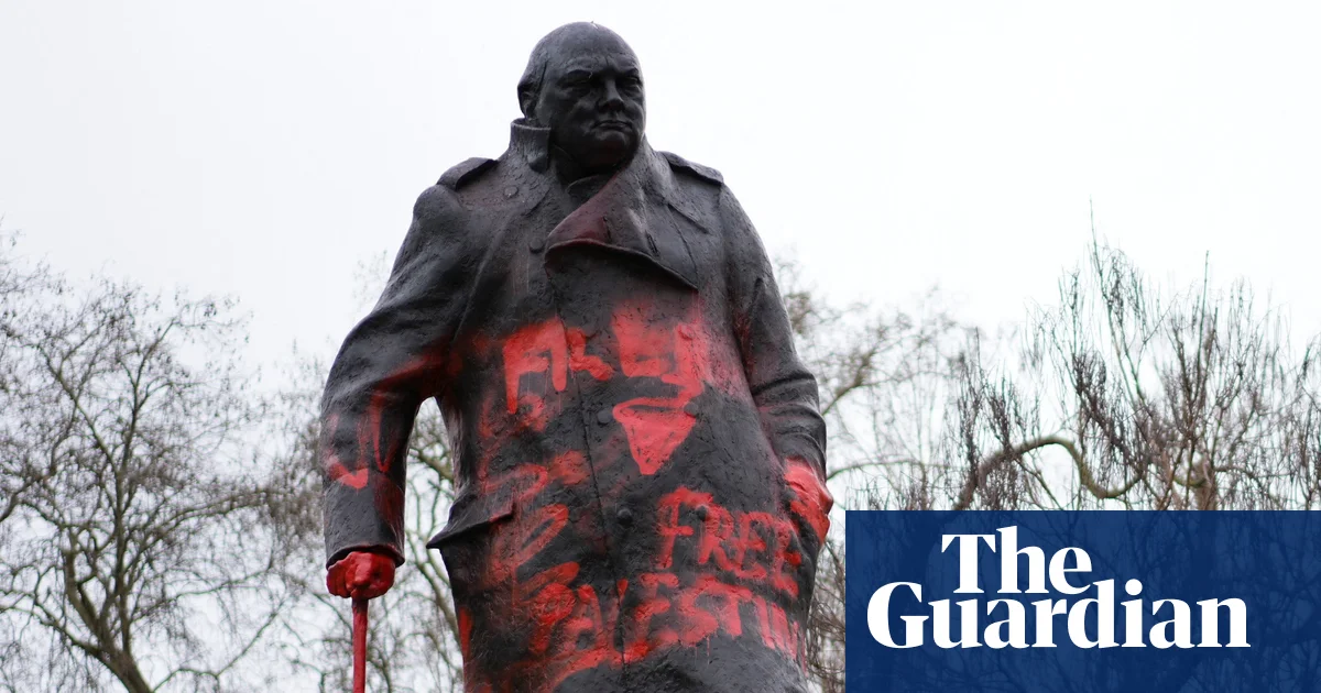 Man faces charges after defacing Churchill statue with graffiti